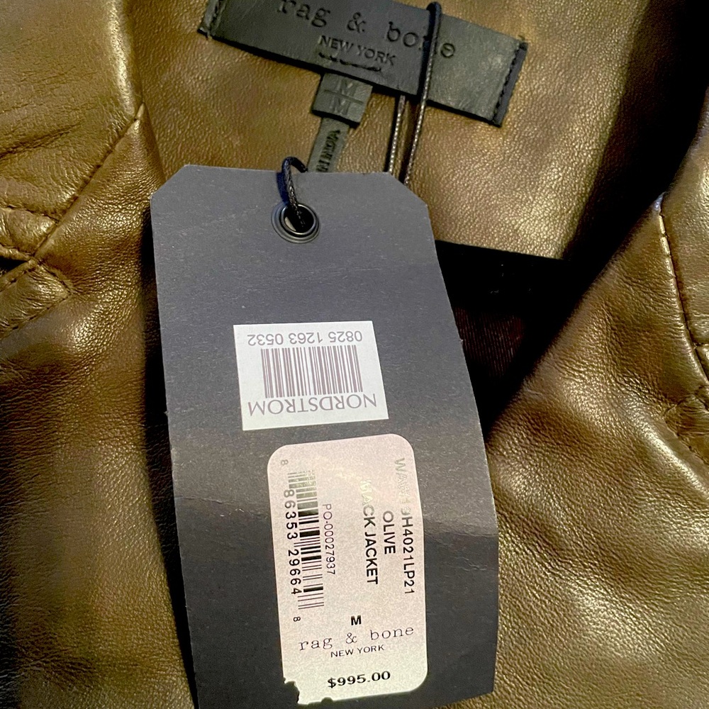 Rag & Bone Olive Mack leather jacket, tags on!  Originally $995